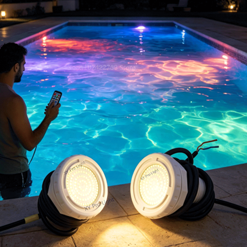 Xy Spa & Wellness Photos - 15W Kunststoff-Folien-Poolbeleuchtung IP68 12V Unterwasser-LED-Spa-Poolleuchten Harzgefüllte